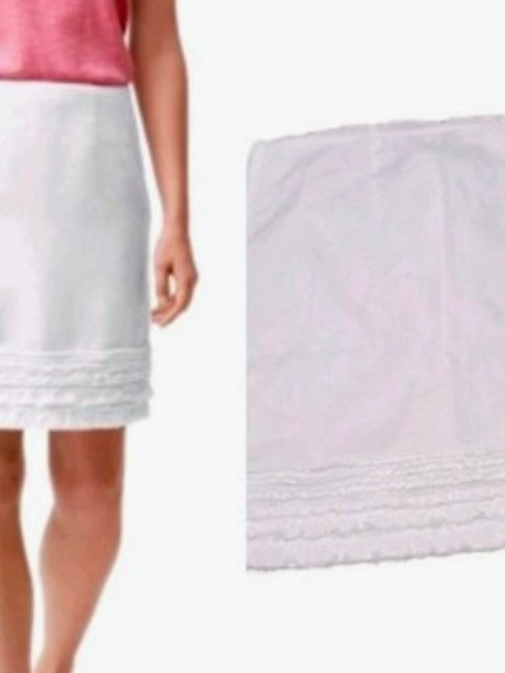 TOMMY BAHAMA White Linen Skirt with Smocked Ruffles - Picture 3 of 10